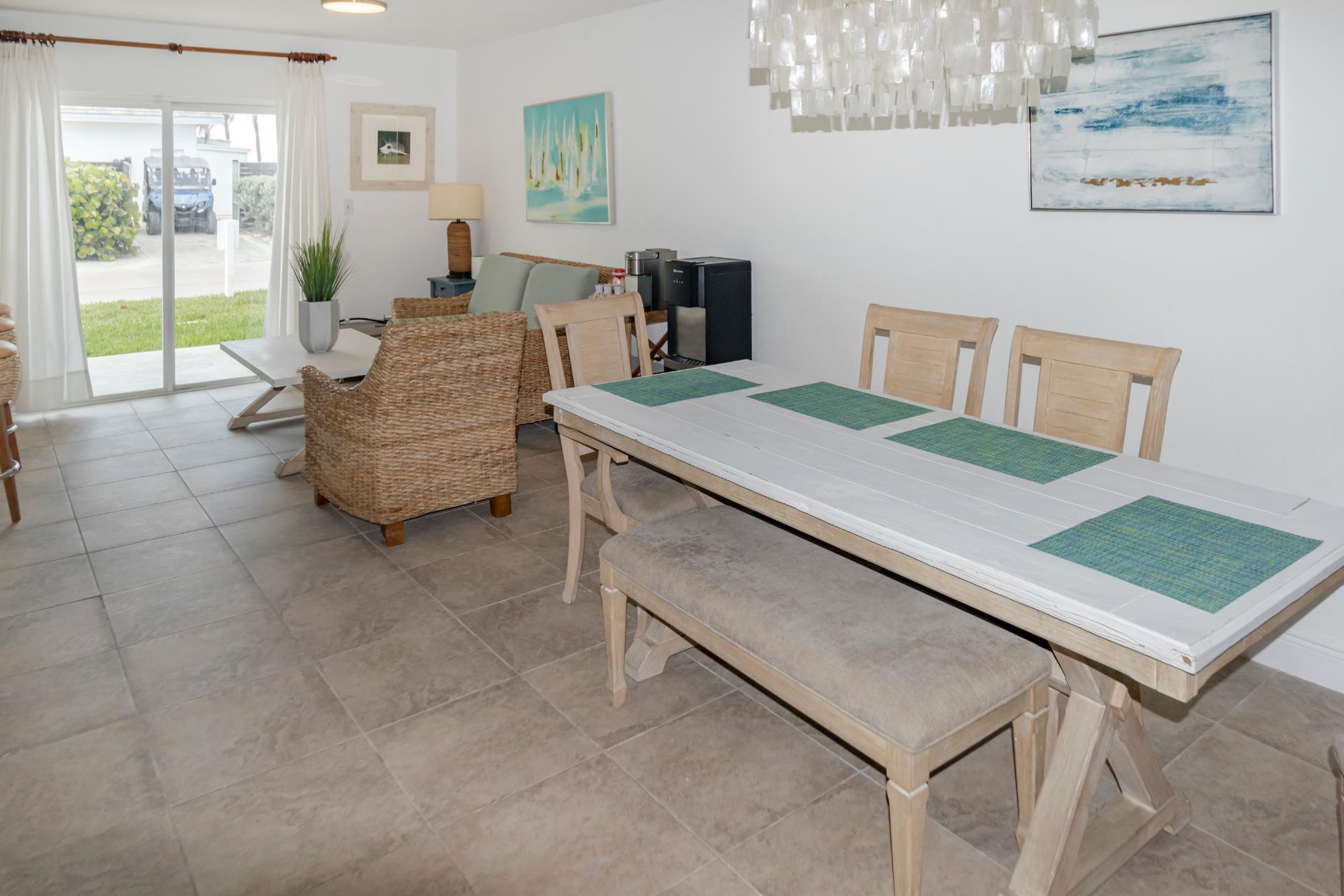 Dining table set for a meal