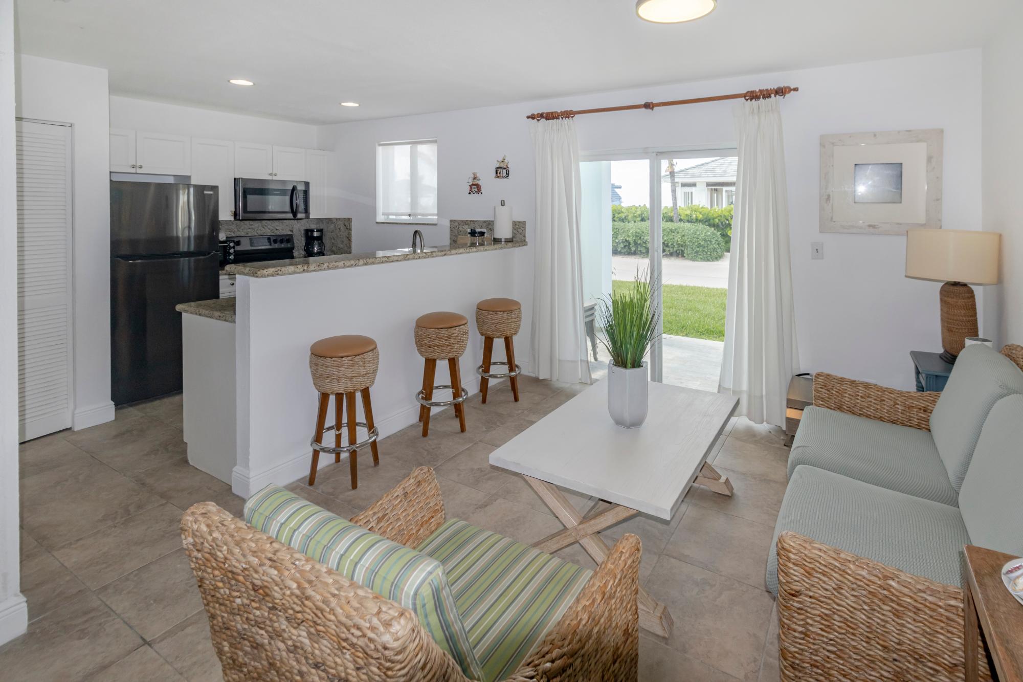 Sitting area and kitchen together